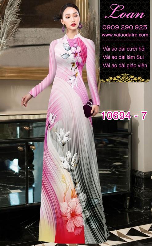 Vải áo dài hoa 3D
