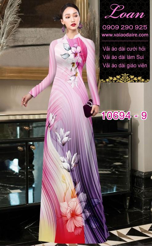 Vải áo dài hoa 3D