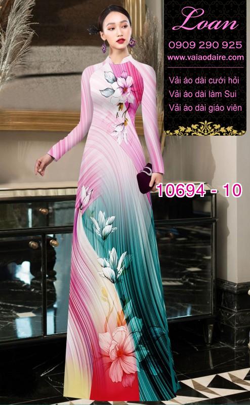 Vải áo dài hoa 3D