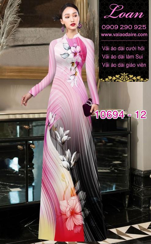 Vải áo dài hoa 3D