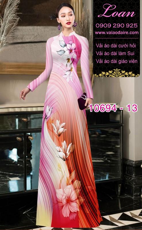 Vải áo dài hoa 3D
