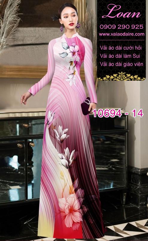 Vải áo dài hoa 3D