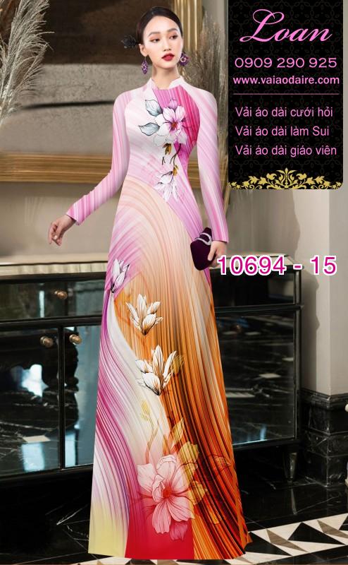 Vải áo dài hoa 3D