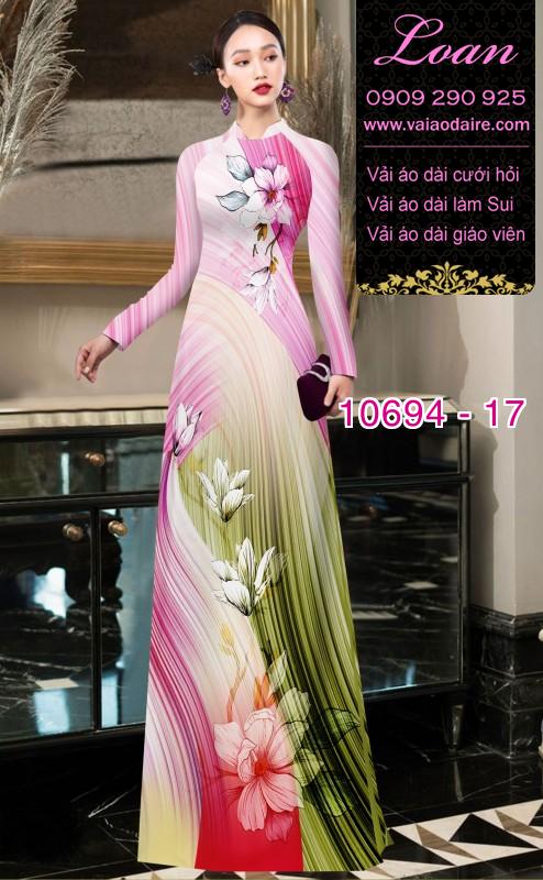 Vải áo dài hoa 3D
