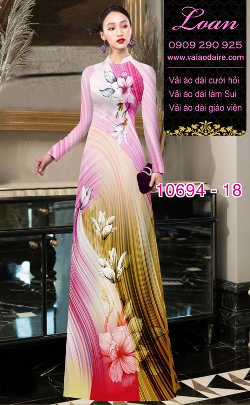 Vải áo dài hoa 3D