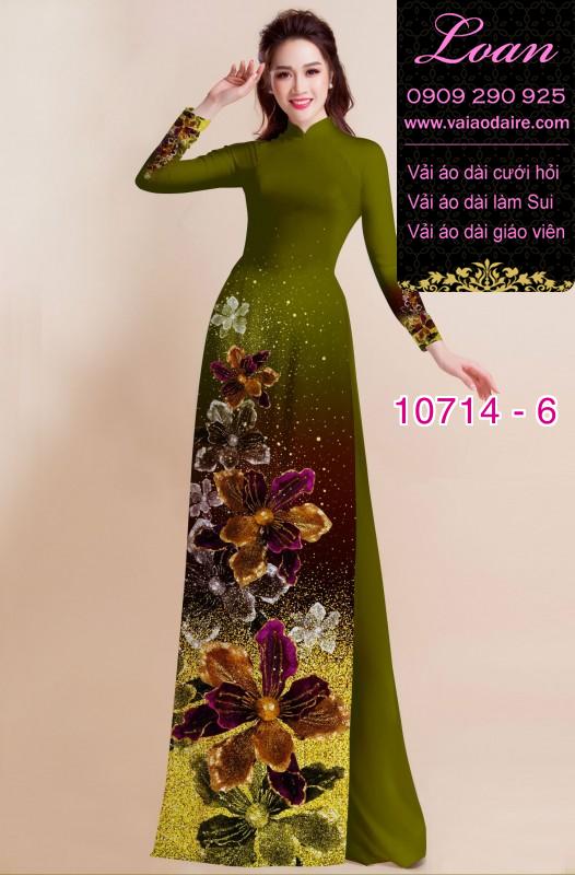 Vải áo dài hoa 3D