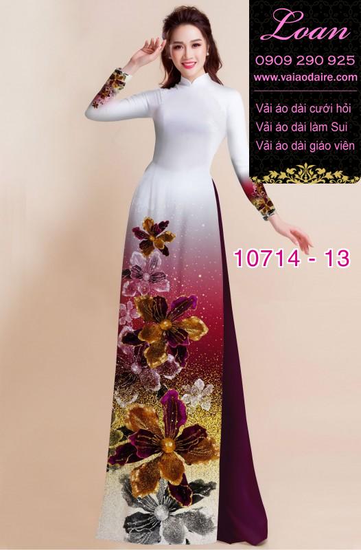 Vải áo dài hoa 3D