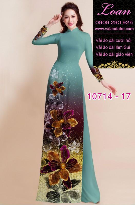 Vải áo dài hoa 3D