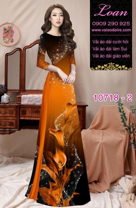 Vải áo dài hoa 3D