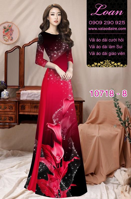 Vải áo dài hoa 3D