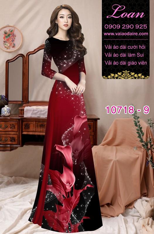 Vải áo dài hoa 3D