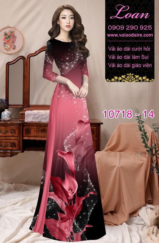Vải áo dài hoa 3D