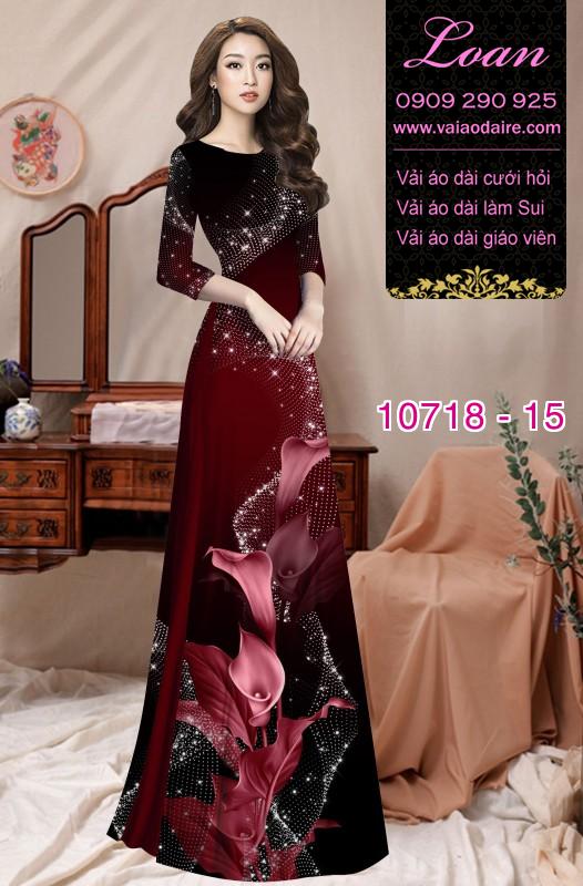 Vải áo dài hoa 3D