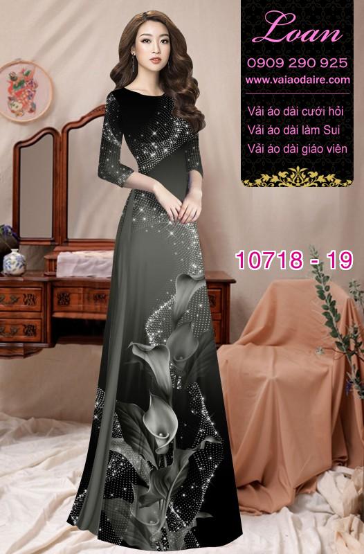 Vải áo dài hoa 3D