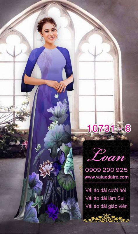Vải áo dài hoa sen đẹp