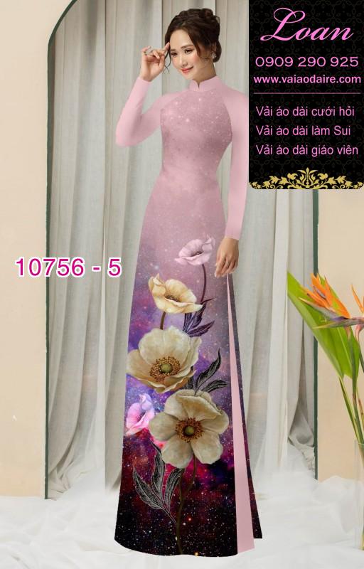 Vải áo dài hoa 3D