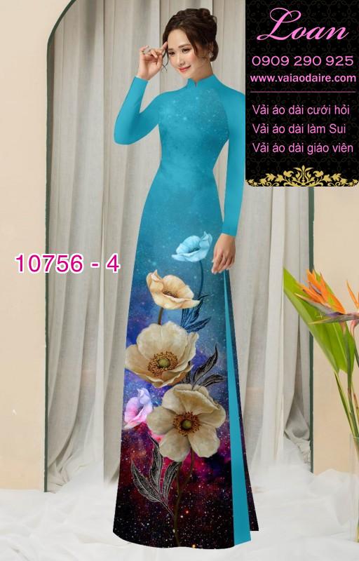 Vải áo dài hoa 3D