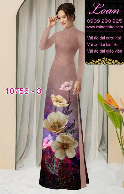 Vải áo dài hoa 3D