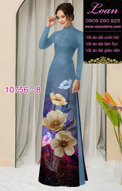 Vải áo dài hoa 3D