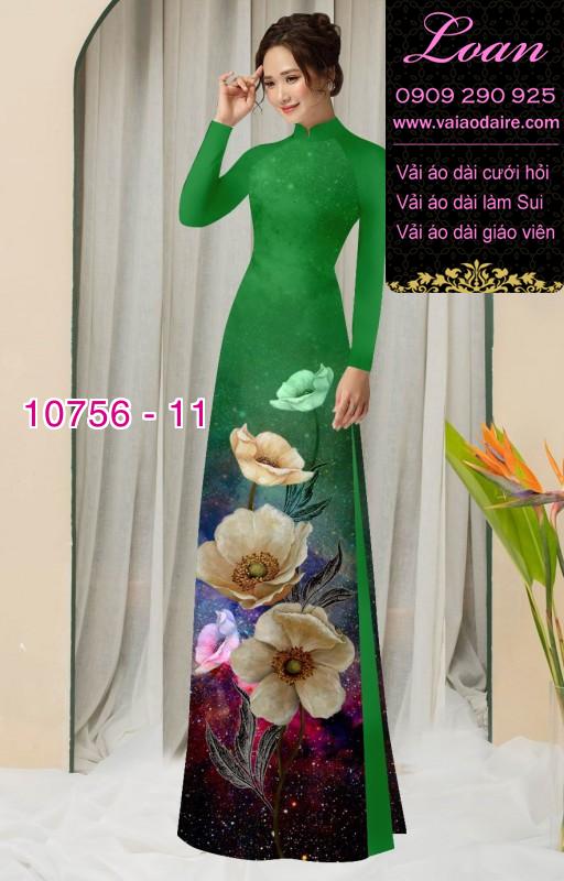 Vải áo dài hoa 3D
