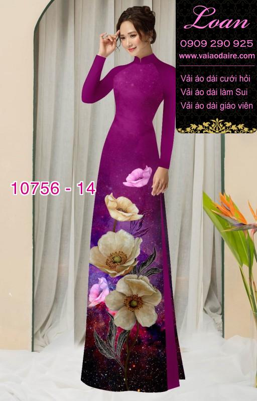 Vải áo dài hoa 3D
