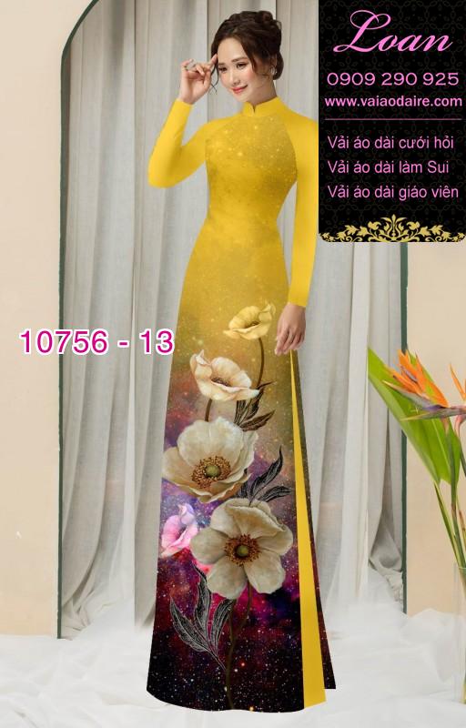 Vải áo dài hoa 3D