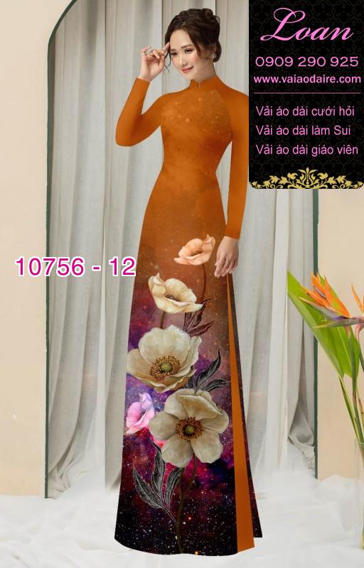 Vải áo dài hoa 3D