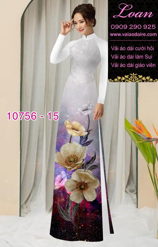 Vải áo dài hoa 3D
