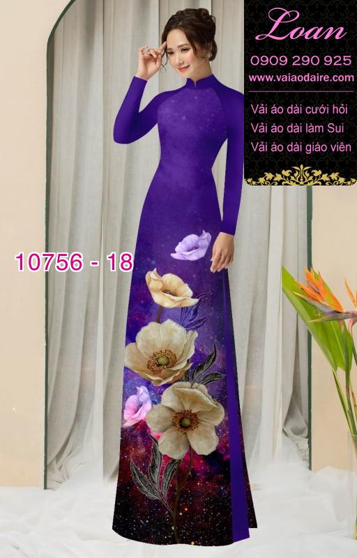 Vải áo dài hoa 3D