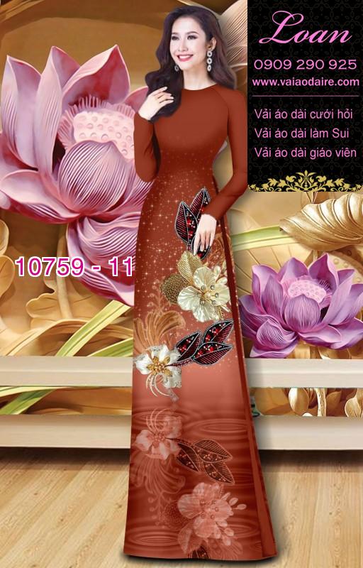 Vải áo dài hoa 3D