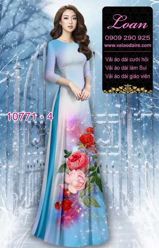 Vải áo dài hoa 3D