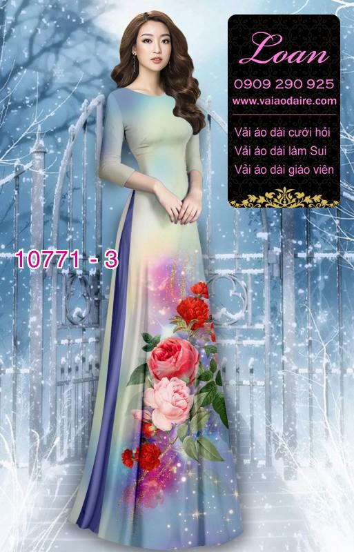 Vải áo dài hoa 3D