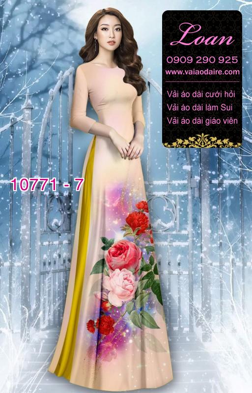 Vải áo dài hoa 3D