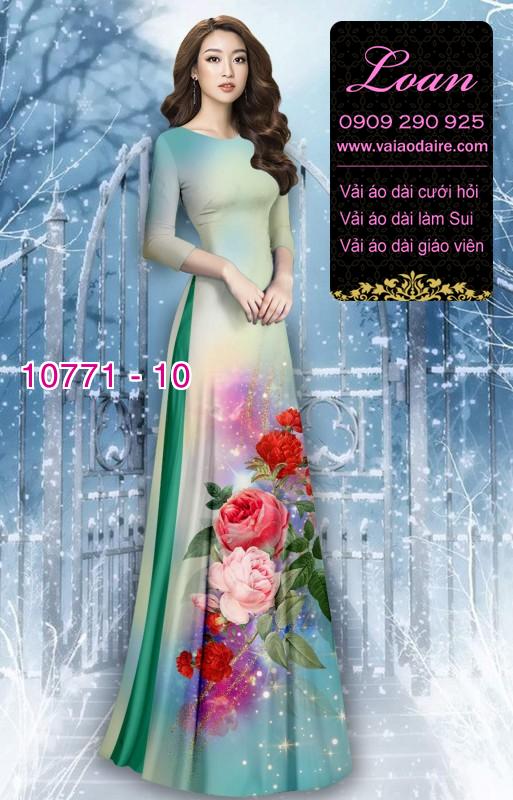 Vải áo dài hoa 3D