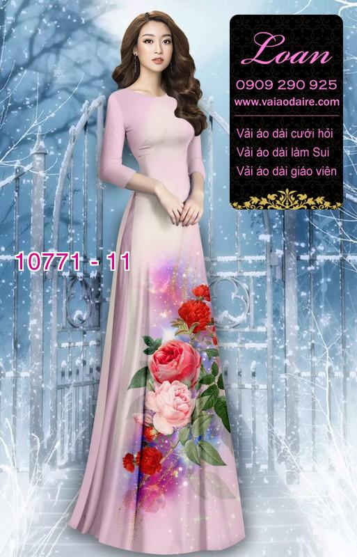 Vải áo dài hoa 3D