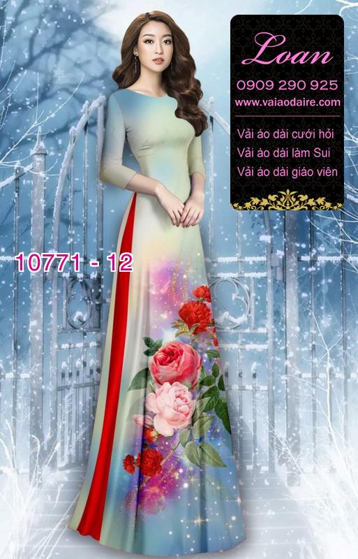 Vải áo dài hoa 3D