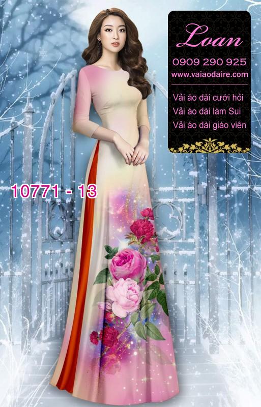Vải áo dài hoa 3D