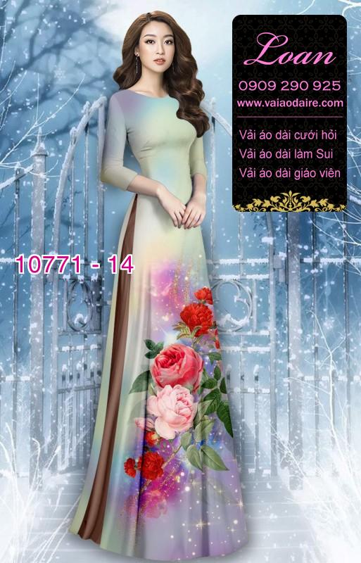 Vải áo dài hoa 3D