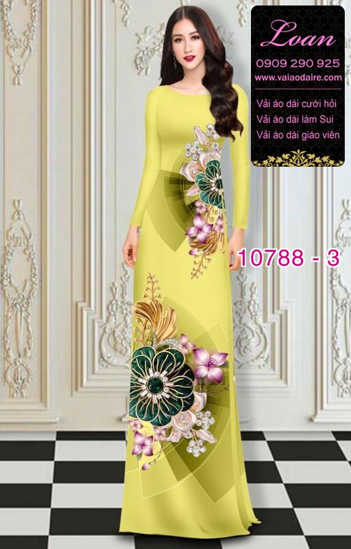 Vải áo dài hoa 3D