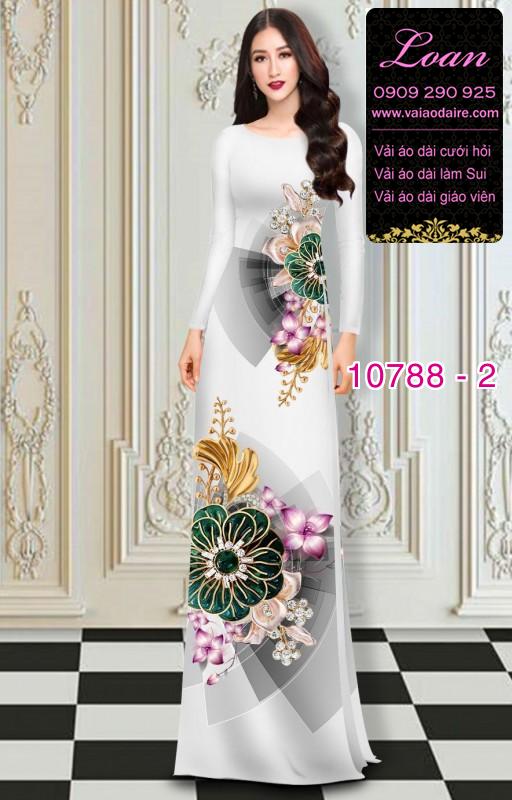 Vải áo dài hoa 3D