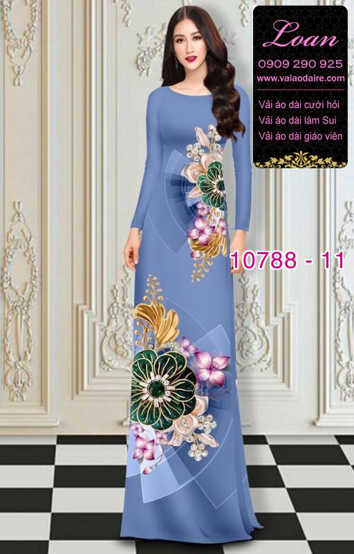 Vải áo dài hoa 3D