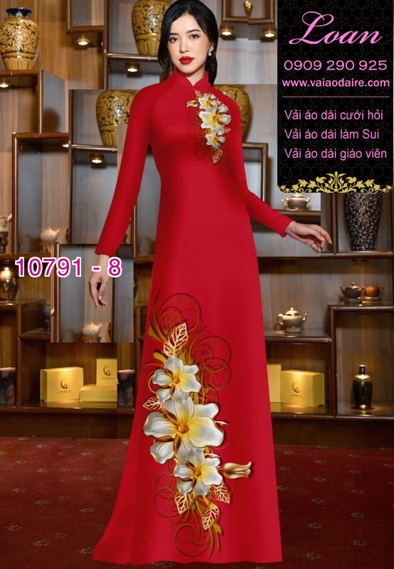 Vải áo dài hoa 3D