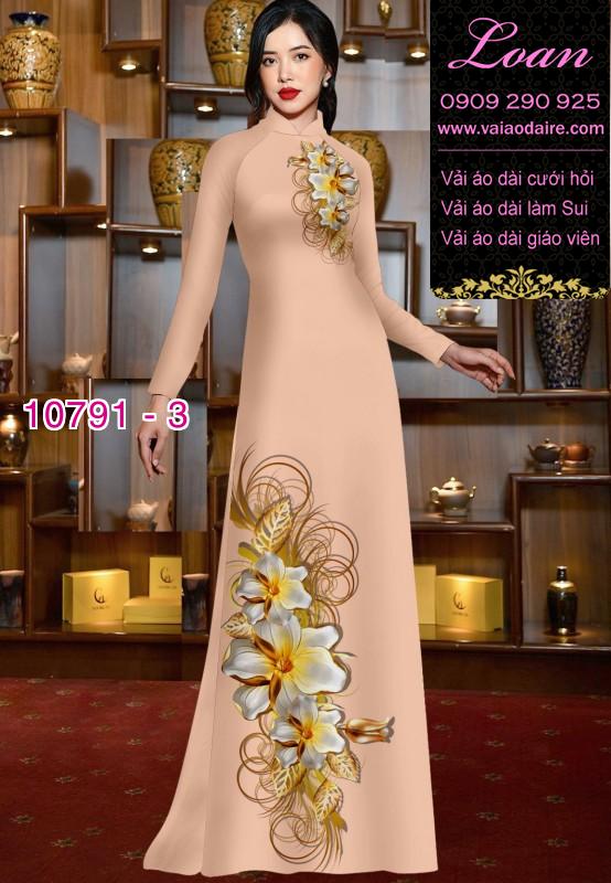 Vải áo dài hoa 3D
