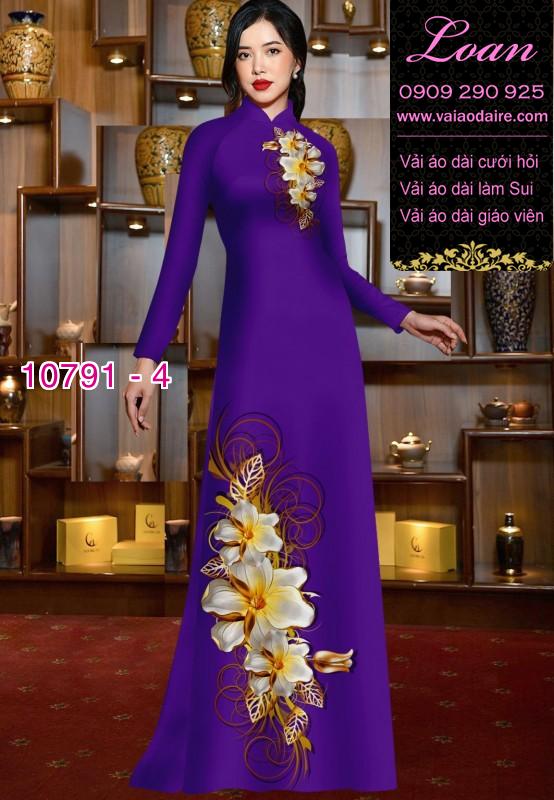 Vải áo dài hoa 3D