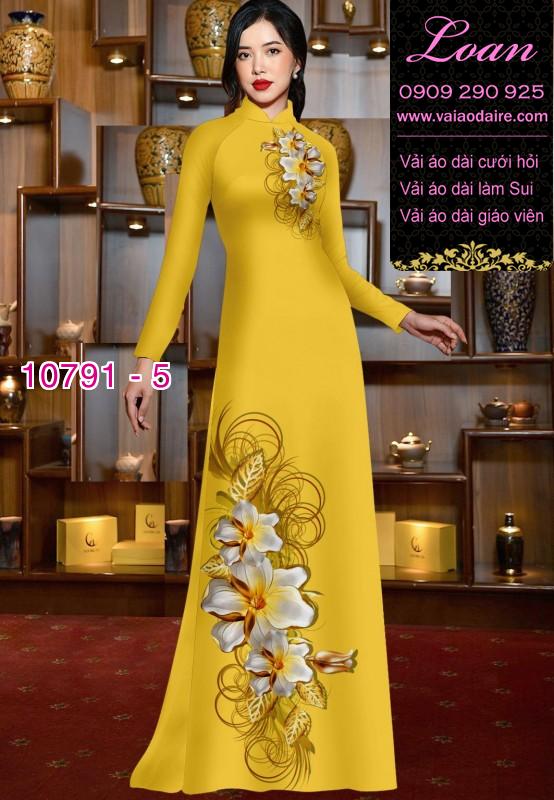 Vải áo dài hoa 3D