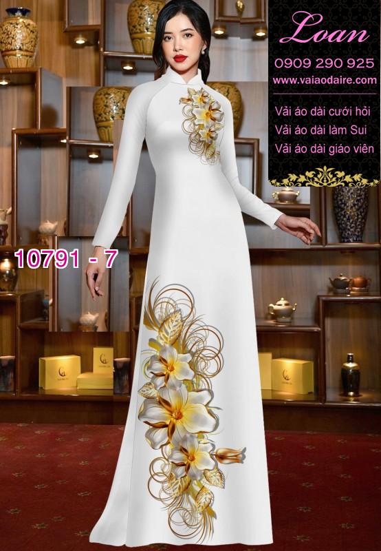 Vải áo dài hoa 3D
