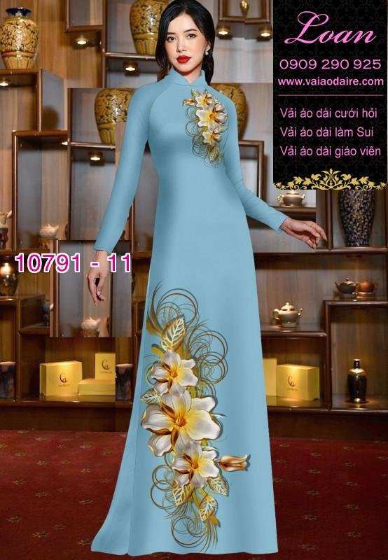 Vải áo dài hoa 3D