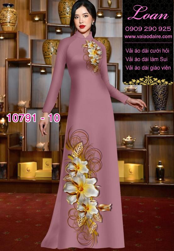 Vải áo dài hoa 3D
