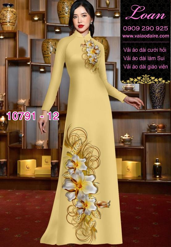 Vải áo dài hoa 3D