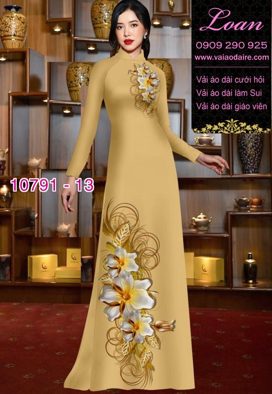 Vải áo dài hoa 3D